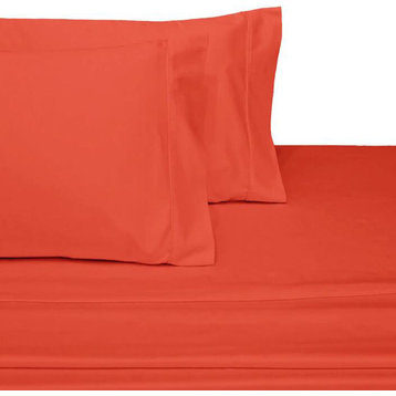 King Size 600 Thread Count 100% Cotton Sheet Sets Solid (Coral)
