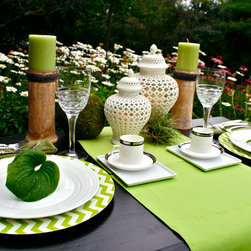 Green Chevron Charger Plate - Charger Plates