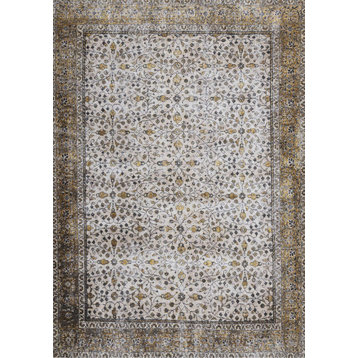 Anderson Collection Cream Yellow Traditional Printed Area Rug, 5'3"x7'7"
