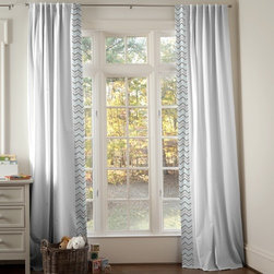 Mist and Gray Chevron Hidden Tab Drapes - Baby Bedding