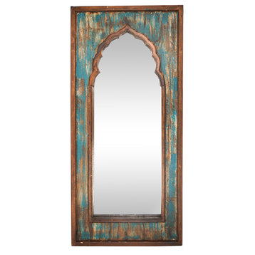 Yaya French Gothic Architectural Wall Mirror-Large, Turquoise