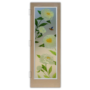 Front Door - Peonies - Fiberglass Grain - 36" x 80" - Book/Slab Door