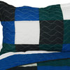 Moment 3PC Cotton Vermicelli-Quilted Patchwork Geometric Quilt Set-Full/Queen Si