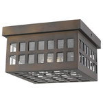 Acclaim Lighting - Letzel 2-Light Oil-Rubbed Bronze Flushmount - Though there are squares, Letzel is not square. A framework of steel in a continuous grid pattern combines with clear, seedy glass. Letzel is available in oil-rubbed bronze and satin nickel.
