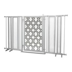 Fusion Gates - Fusion Gate with Trellis Design, Satin Nickel, 65"-71.4" - Dog Gates