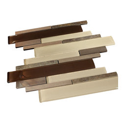 Slate Brown Beige Aliminum Stone Glass Mosaic Tile Random Z Pattern for Bathroom - Home Accessories & Decor