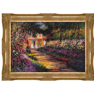 La Pastiche Pathway in Monet's Garden with Victorian Gold Frame, 32" x 44"