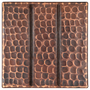 Hammered Copper Tile with Linear Design, 4"x4", Single