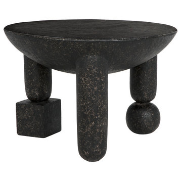 Noir Delfi Black Fiber Cement Side Table AR-302BF