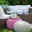 Severo Light Brown Rattan 9-Piece Garden Lounge Set With White Cushions