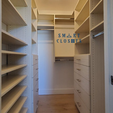 Clean Finish Walk- In and Reach-In Closet designed By Smart Closets
