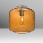 Besa Lighting - Besa Lighting NILES10AMC-SN Niles 10 - One Light Semi-Flush Mount - The Niles Amber is composed of a broad transparent amber glass cylinder, with an interesting bubble pattern blown randomly throughout the glass and exposed light source. The pleasing play of light through the bubble accents make for a striking affect, along with the popular theme of this transitionally designed pendant. The semi-flush fixture is equipped with a socket on a low profile flat canopy, with machined and plated glassholder hardware. These stylish and functional luminaries are offered in a beautiful brushed Bronze finish.  Canopy Included: TRUE  Shade Included: TRUE  Canopy Diameter: 5.5 x 5.5Niles 10 One Light Semi-Flush Mount Satin Nickel Amber Bubble GlassUL: Suitable for damp locations, *Energy Star Qualified: n/a  *ADA Certified: n/a  *Number of Lights: Lamp: 1-*Wattage:60w Medium Base bulb(s) *Bulb Included:No *Bulb Type:Medium Base *Finish Type:Satin Nickel