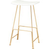 Kirsten Leather Stool, Seat: White, Frame: Polished Gold, Counter Height