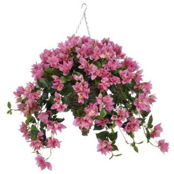 Artificial Orchid Pink Bougainvillea in Square Basket
