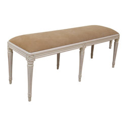Country Swedish Whitewashed Suede Bench - Products
