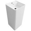 17" White Square Stone Resin Solid Surface Pedestal Sink, Faucet not Included