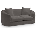 Meridian Furniture - Penelope Upholstered Loveseat, Grey, Chenille Fabric - Discover the sophisticated charm of the Penelope loveseat, crafted in luxurious soft grey chenille fabric. This elegant piece features a solid wood inner frame for durability and a contemporary design that elevates any space. Included pillows enhance its comfort and style, making it an ideal centerpiece for gatherings. Transform your home with the true embodiment of refined taste and timeless beauty.