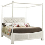 Tommy Bahama Home - Southampton Poster Bed 6/6 King - With a nod to classic British architectural design, a distinctive quadrefoil-and-diamond pattern is a recurring theme throughout Ivory Key. The headboard features the design over a raffia panel. Raffia is also on the footboard and side rails.