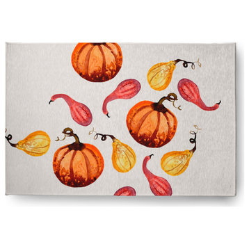 Gourds Galore Fall Design Chenille Area Rug, Ivory, 2'x3'