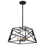 Eglo - Corrietes 4 Light Pendant Matte Black, 16" - Eglo's Corrietes series blend triangular shade cutouts with traditional lighting elements for a unique, eye-grabbing feature. This four light pendant is built of steel and finished with beautifully contrasting bronze and black for a modern look. Triangular, clear glass shades and cut outs embellish this elegant lighting fixture suited for any formal room of the home.