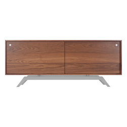 Eastvold Furniture - Elko Credenza, Walnut, Silver Base - Buffets And Sideboards