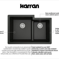 Karran 32" Undermount Large/Small Bowl Quartz Kitchen Sink, Black