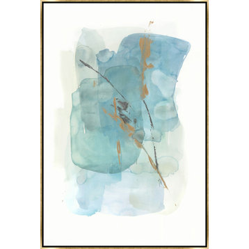 30x45 Aquarela Azul I, Framed Artwork, Gold
