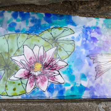 Carefree Koi Pond - Fused Glass Artwork Panels
