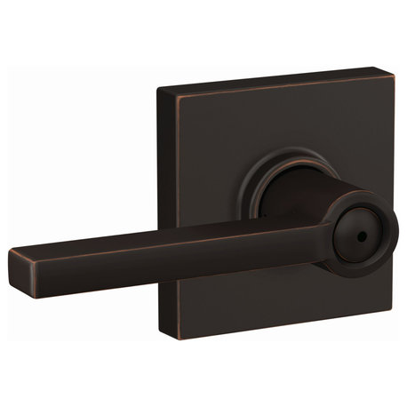 Schlage F40-LAT-COL Latitude Privacy Door Lever Set - Aged Bronze