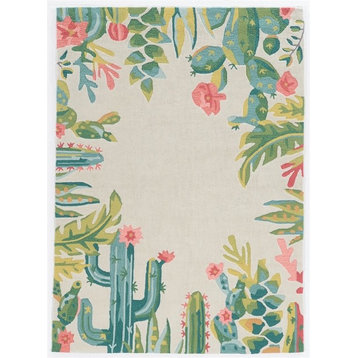 Linon Tripoli Saguaro Hand Tufted Polyester 2'x3' Rug in Ivory