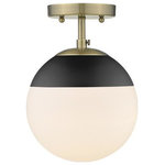 Golden Lighting - Golden Lighting 3218-SF AB-BLK Dixon Semi-Flush Ceiling Light - Mid-century modern design with a modern twist, these fashionable orbs are highly customizable. Available in clear or opal glass with plated chrome, pewter or brass hardware. Caps are available in a number of accent colors to further customize your look. Choose colors and finishes that complement your existing d+�cor or design your entire room around your favorite color combination. This semi-flush is UL approved for use in a bathroom, but also works perfectly in a kitchen, living room, entry, or hallway.  Assembly Required: Yes  Shade Included: Yes  Sloped Ceiling Adaptable: Yes  Canopy Diameter: 4.75  Dimable: YesDixon Semi-Flush in Aged Brass with Opal Glass Aged Brass Opal GlassUL: Suitable for damp locations, *Energy Star Qualified: n/a  *ADA Certified: n/a  *Number of Lights: Lamp: 1-*Wattage:60w Incandescent E26 Medium bulb(s) *Bulb Included:No *Bulb Type:Incandescent E26 Medium *Finish Type:Aged Brass