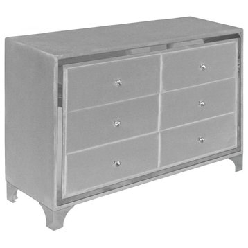 Better Home Products Monica Velvet Upholstered Double Dresser In Gray