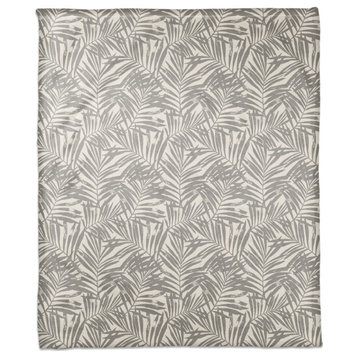 Tropical Leaves Gray 50x60 Throw Blanket