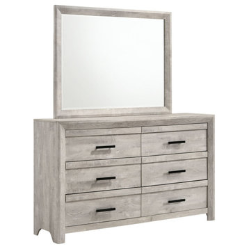 Ellen 6 Drawer Dresser and Mirror Set, White