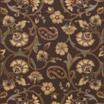 Tayse Rugs - Brianna Transitional Floral Brown Rectangle Area Rug, 5' x 7' - This transitional area rug has a gorgeous floral and paisley pattern on a rich sable brown background. The antique ivory