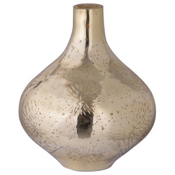 Dashelle Floral-Cut Vase, Gold, 9"x10.5"