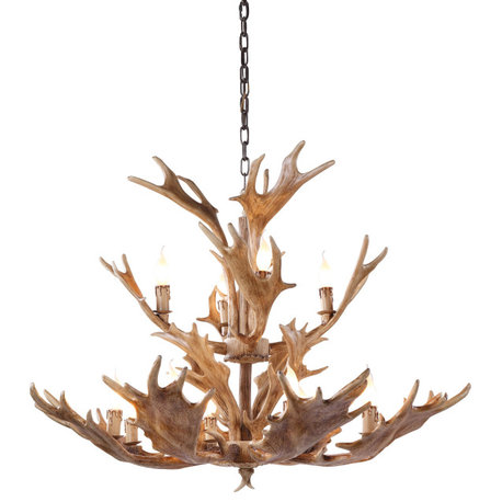 12-Light Polyresin Antler Lighting