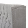 David Tufted Wingback Upholstered Bed, Silver Grey Polyester, King