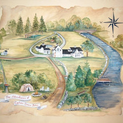 Hand Painted Map - Kids Room - Artwork