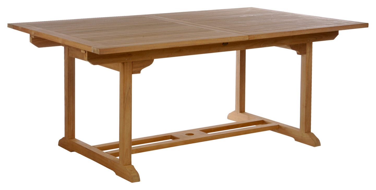 9 Piece Teak Wood Castle Patio Dining Set with Rectangular Extension ...