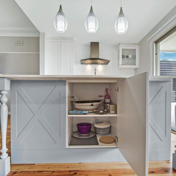 Concealed Push to Open Cabinetry in Island