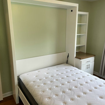 Custom Built Vertical Queen Murphy Bed With Side Shelving & Storage Cabinet