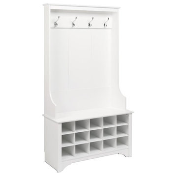 Prepac Hall Tree with Shoe Storage in White