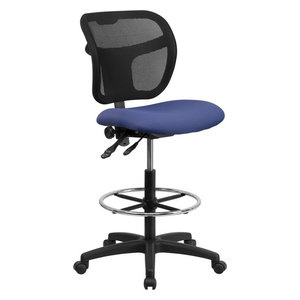 Mid Back Mesh Drafting Stool With Gray Fabric Seat