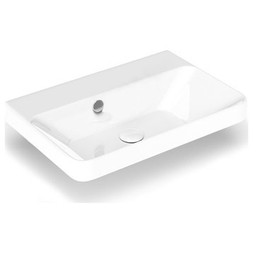 Luxury 55 WG Bathroom Sink in Glossy White, 0 Faucet Holes