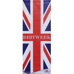 Brit Week LA 2014 Street Banner Wall Art - From BritWeek Los Angeles 2014, an authentic, limited edition street banner to display in your home as spectacular wall art. Since 2007, BritWeek events have delighted Californians with rich forays into the wide berth of British talent in Los Angeles, Orange County, and San Francisco. The events have been as varied as they are plentiful. The banner used to promote BritWeek Los Angeles 2014 features the Union Jack flag of the U.K. on both sides. On the front, 'BRITWEEK' appears in white across the center of the flag. At the bottom is the BritWeek logo and its tag line. On the back, 'APRIL 21-MAY4/BRITWEEK.ORG' appears in white at the flag's midpoint.