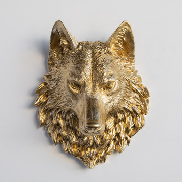 Wolf Head Wall Mount, Gold