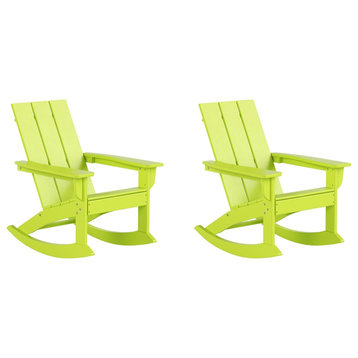 Parkdale Outdoor HDPE Plastic Adirondack Rocking Chair Lime (Set of 2)