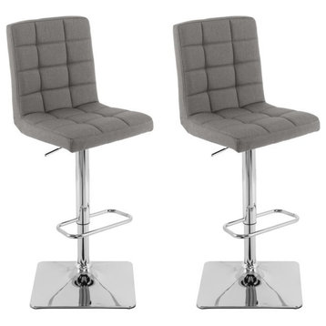 Atlin Designs 33" Square Fabric/Steel Barstool in Medium Gray (Set of 2)