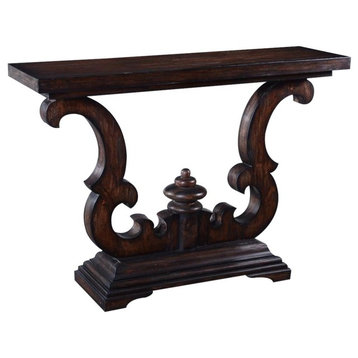 Console Table Cambridge Dark Rustic Solid Wood Pecan Old World Scroll